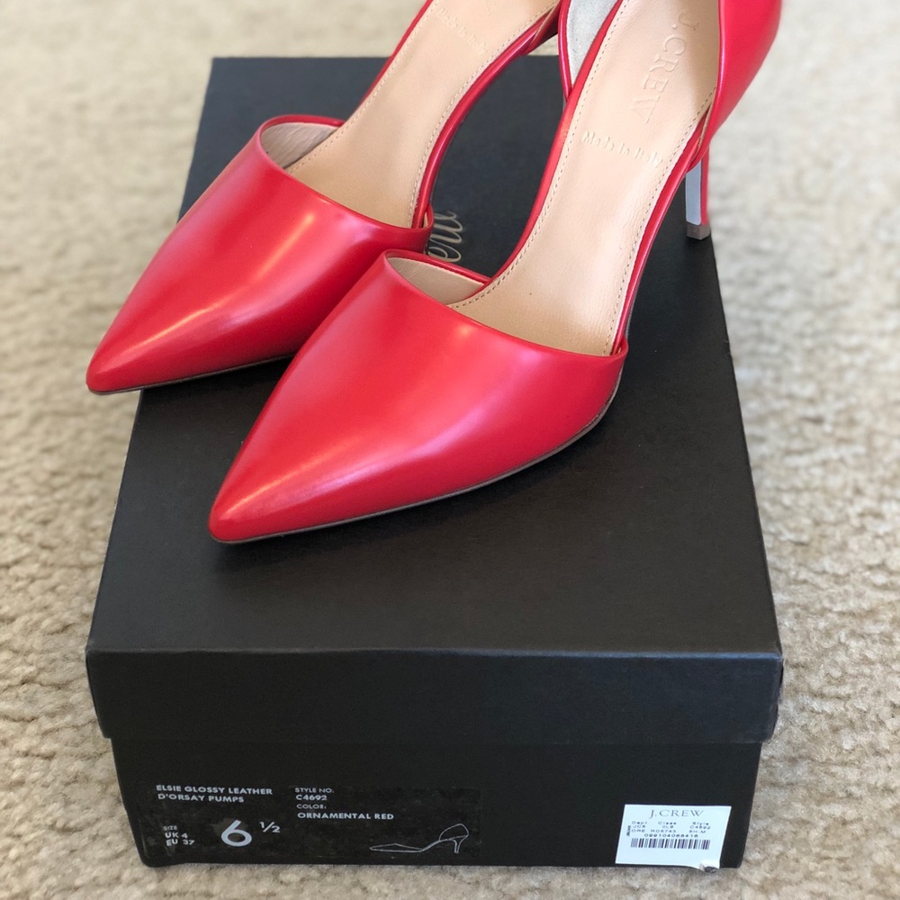 J.Crew Elsie Glossy Red D’Orsay Heels $278 - Picture 7 of 7